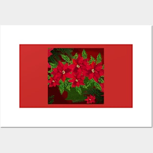 RED POINSETTIAS Posters and Art